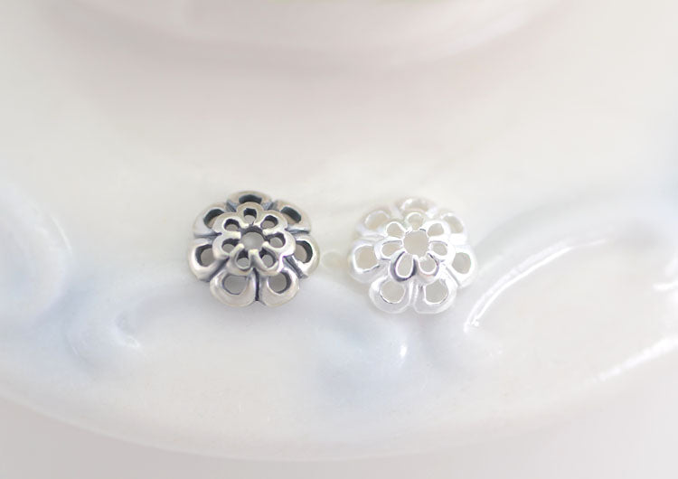 Sterling Silver Floral Bead Cap Cup S925 Finding