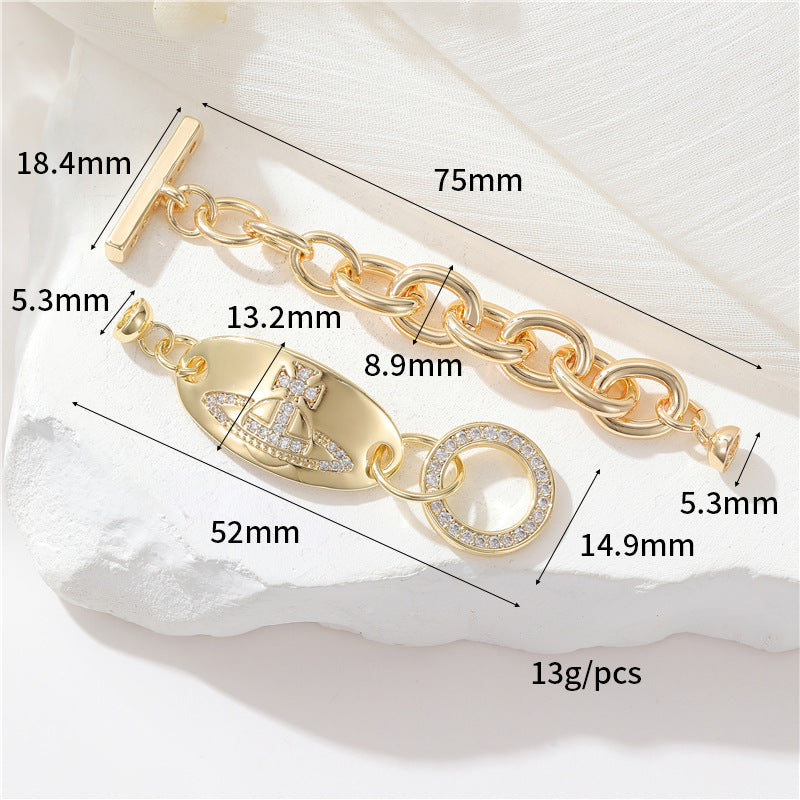 2 Saturn Crown Kabelkette Floral Wheel Lock OT Verschluss 14K GF Harz Perle Strass verziert Verschlüsse Verbinder