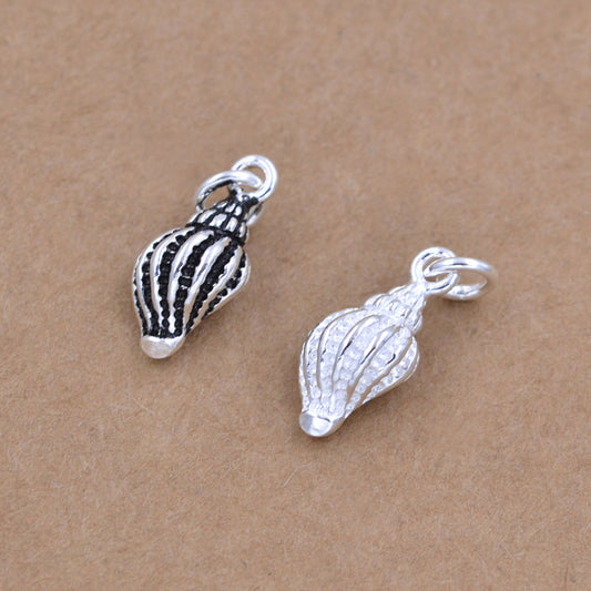 Sterling Silver Tiny Conch Charm Pendant S925 Finding