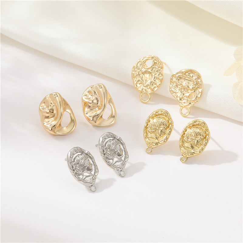 4 boucles d'oreilles ovales fondues avec boucle d'oreille 14K GF