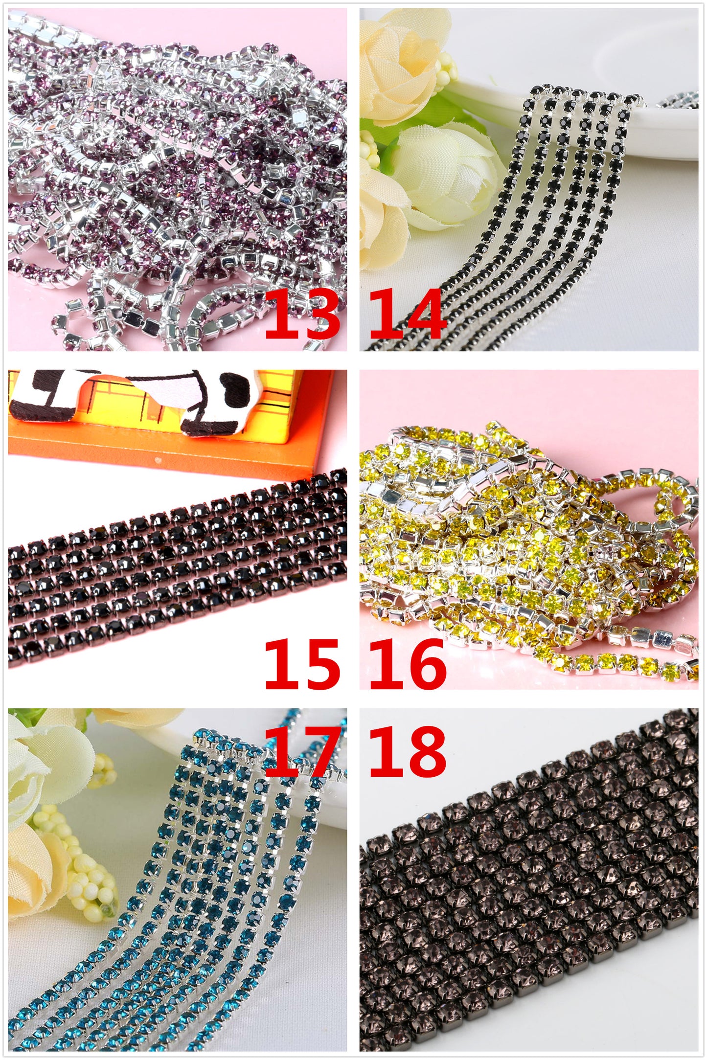 10yd bunte Strass-Cup-Kette, Silberbesatz, Metall-Cup-Kette, Schmuck, hochwertiger Hochzeitsschleier, 2 mm, 2,5 mm, 2,8 mm, 3 mm