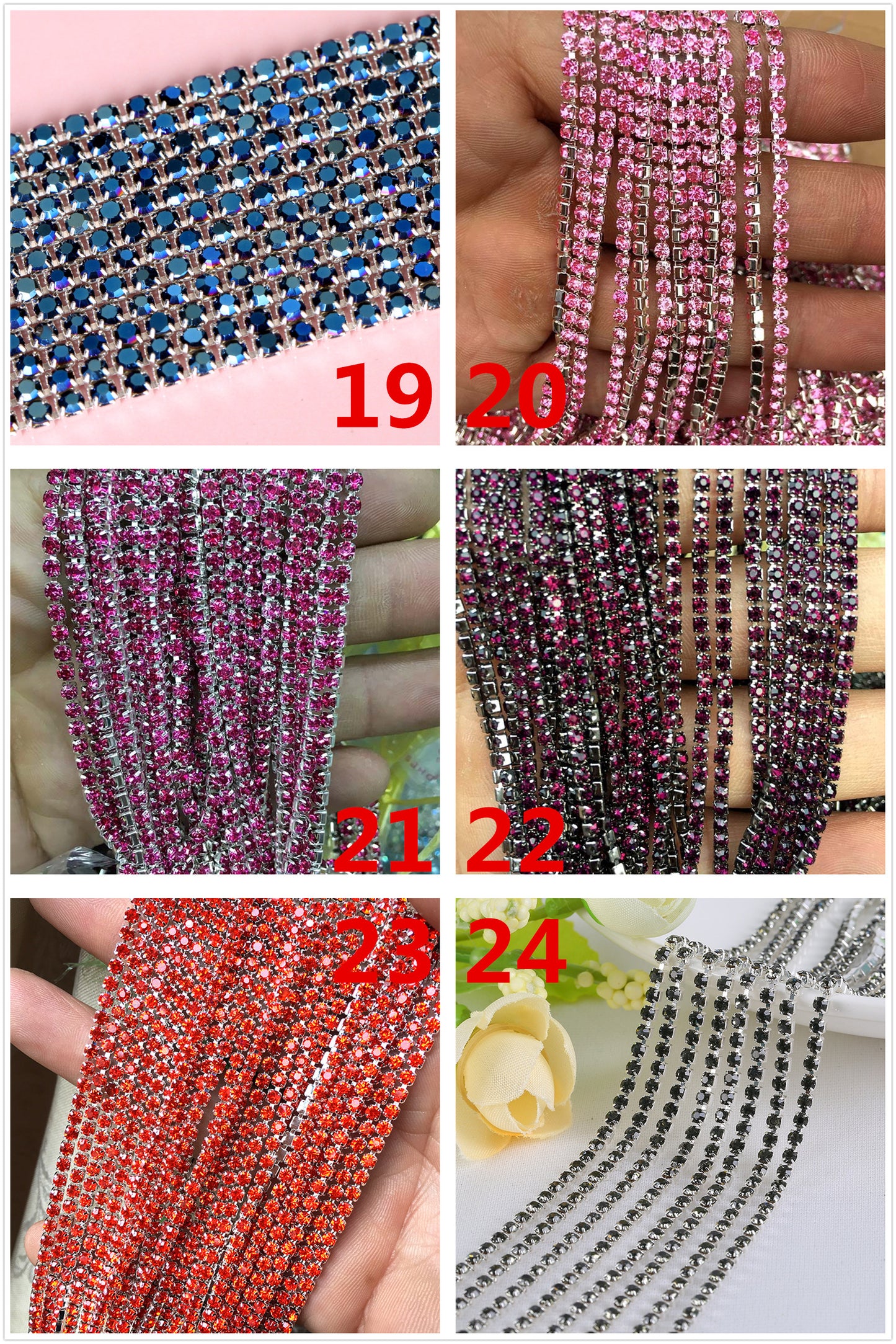 10yd bunte Strass-Cup-Kette, Silberbesatz, Metall-Cup-Kette, Schmuck, hochwertiger Hochzeitsschleier, 2 mm, 2,5 mm, 2,8 mm, 3 mm