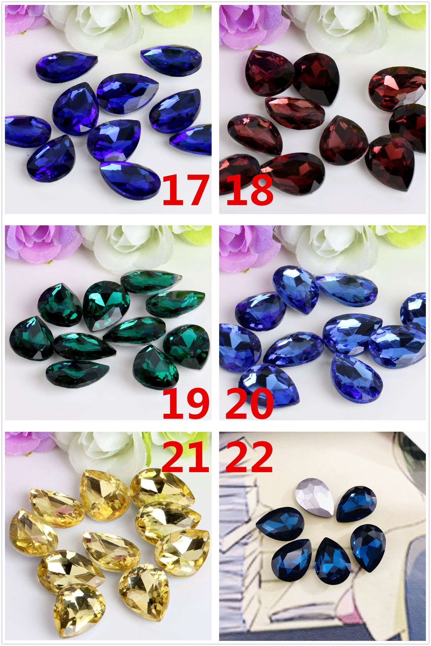 Bulk 100 Faceted Waterdrop Pointed Culet Clear Rhinestone Glass Jewelry Finding-1 6x8mm 8x13mm 7x10mm 10x14mm 13x18mm 18x25mm 20x30mm