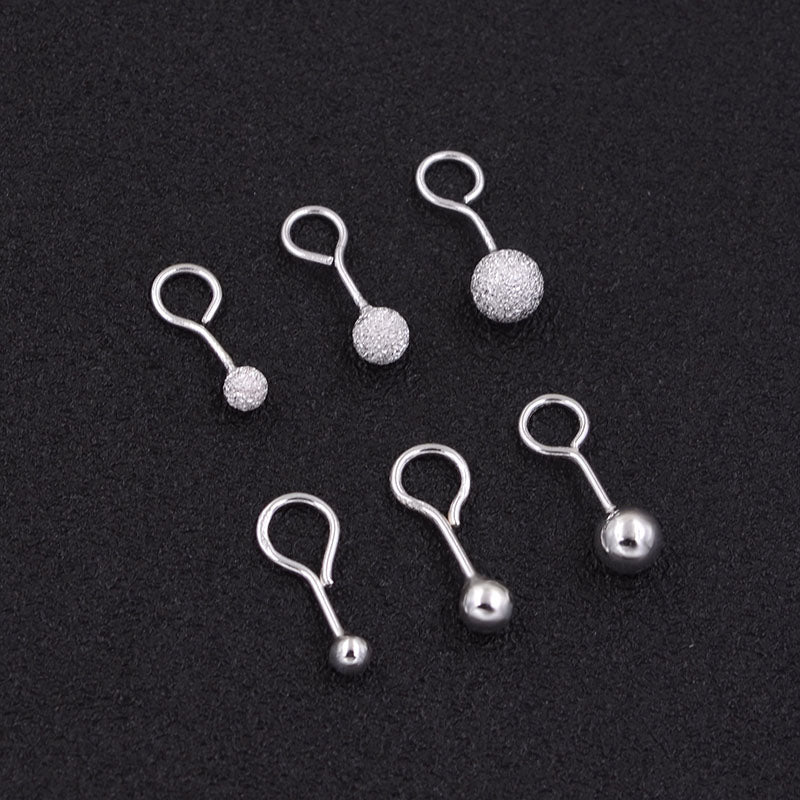 Sterling Silver Glossy Frosted Round Ball Stud Earrings S990 Finding