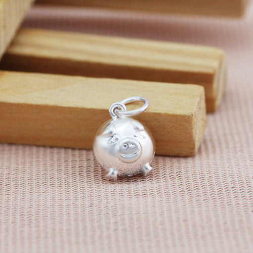 Sterling Silver Tiny Lovely Pig Charm Pendant S925 Finding