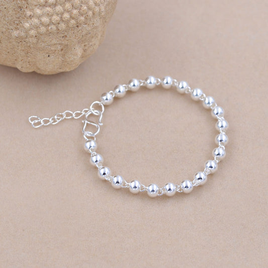 Sterling Silver Round Bead Link Bracelet S990