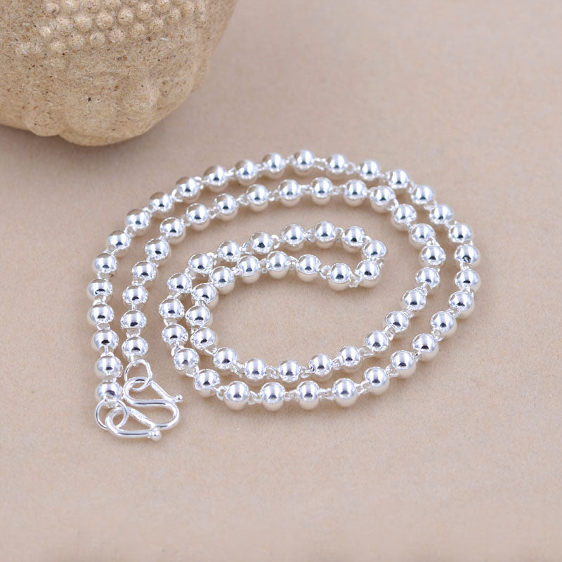 Sterling Silver Round Bead Link Necklace S990