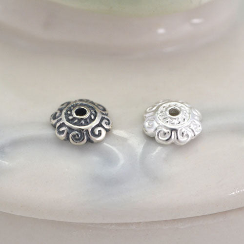 Sterling Silver Floral Bead Cap Cup S925 Finding