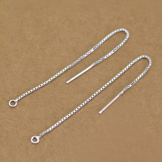 Sterling Silver Tiny Box Chain Ear Wire Threader S925 Earring Finding