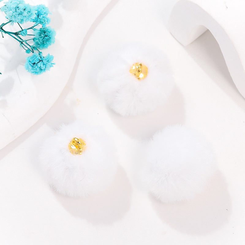 100 Fluffy Rabbit Fur Ball Charms Pom Pom Earring Drop with Loop Handbag Multicolor for Customize Puff Ball Keychains 20mm