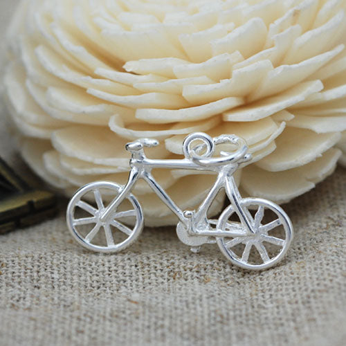 Sterling Silver Tiny Bicycle Charm Pendant S925 Finding