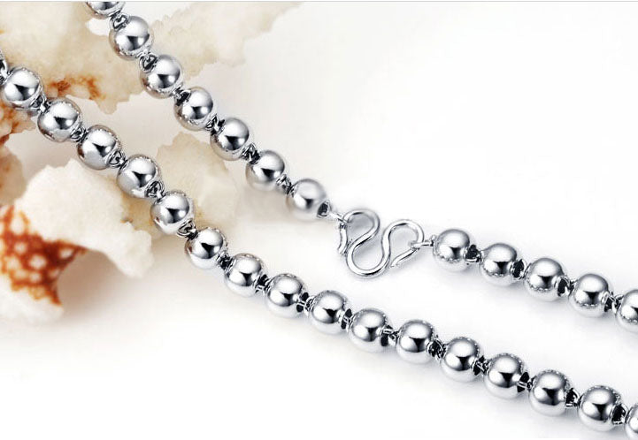 Sterling Silver Round Bead Link Necklace S990