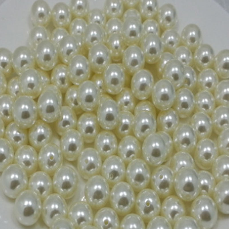 Bulk 100 Round Resin Pearl Beads White / Ivory Through Hole / Half Drilled NoHole Faux Pearls Jewelry Finding 3mm 4mm 6mm 8mm 10mm 12mm