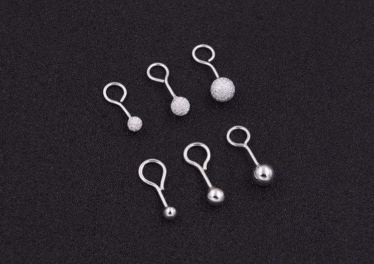 Sterling Silver Glossy Frosted Round Ball Stud Earrings S990 Finding