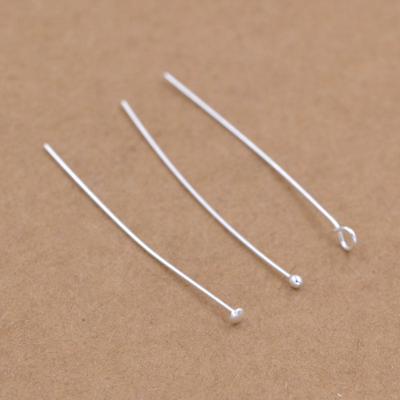 Sterling Silver Bead Head Pin Eye Pin O Pin Flat Head Pin T Pin S925 Finding