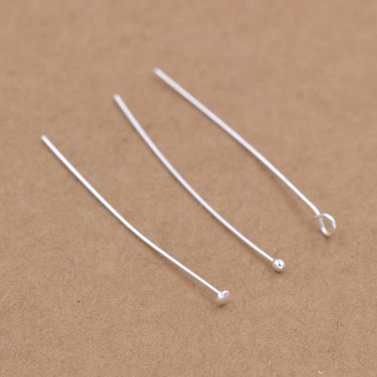 Sterling Silver Bead Head Pin Eye Pin O Pin Flat Head Pin T Pin S925 Finding