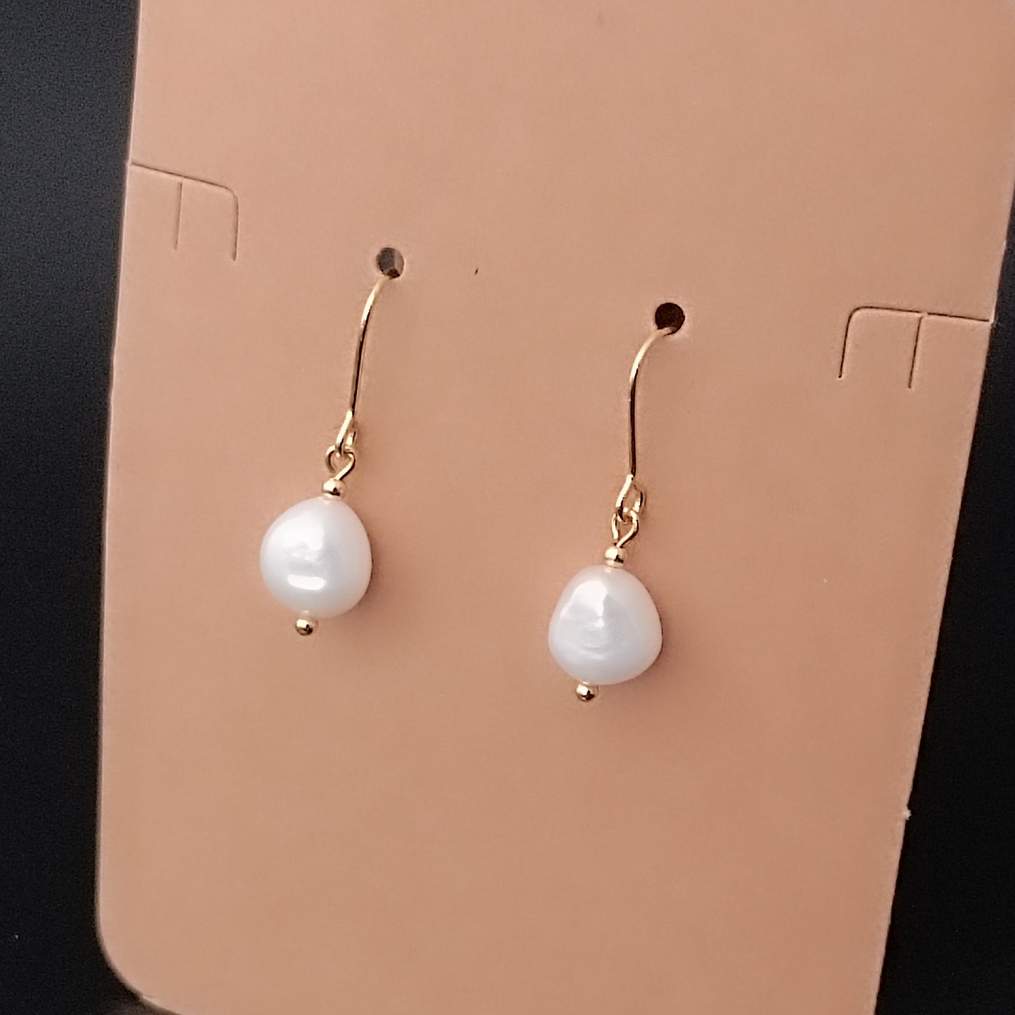 Natural Freshwater Baroque Pearl Earrings Daily Wear 14K GF Plain Ear Hook Dangle Earing