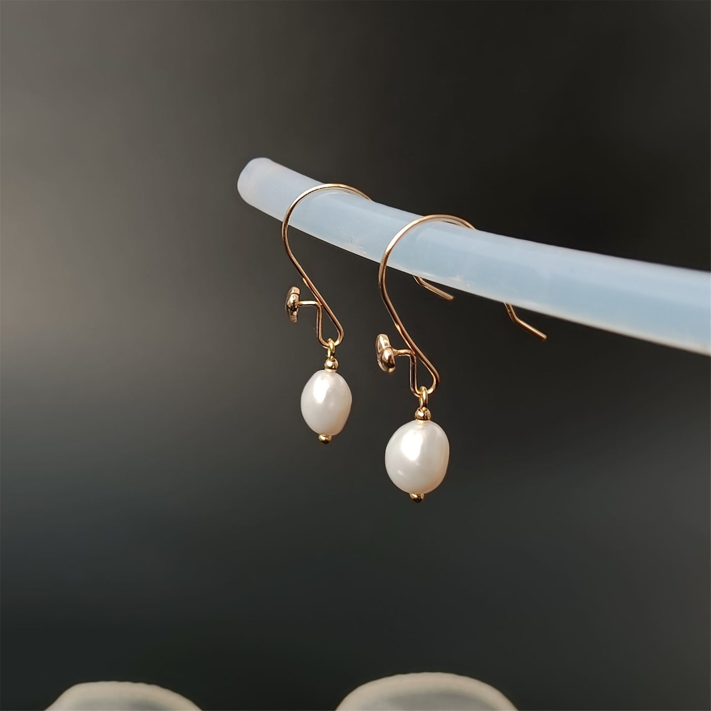 Natural Freshwater Baroque Pearl Heart Hook Earrings Daily Wear 14K GF Plain Ear Hooks Dangle Earing