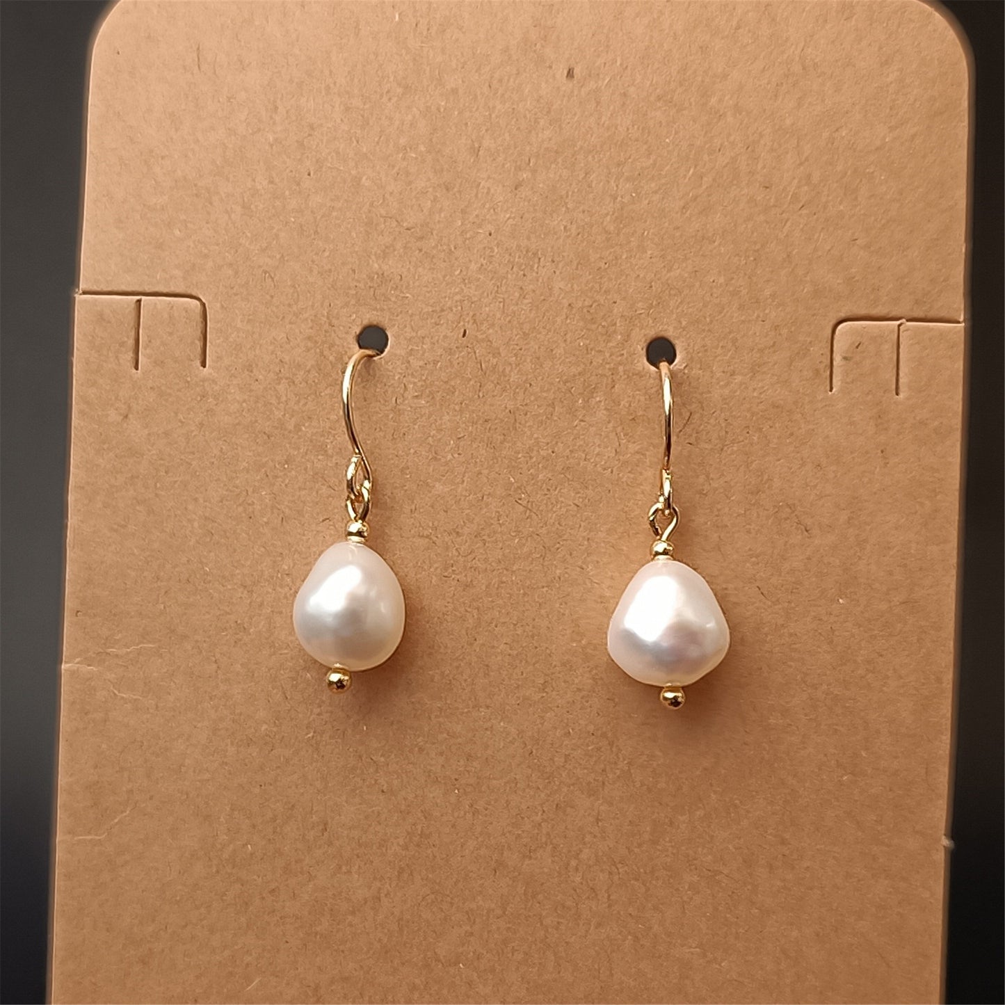 Natural Freshwater Baroque Pearl Hook Earrings Daily Wear 14K GF Plain Ear Hooks Dangle Earing