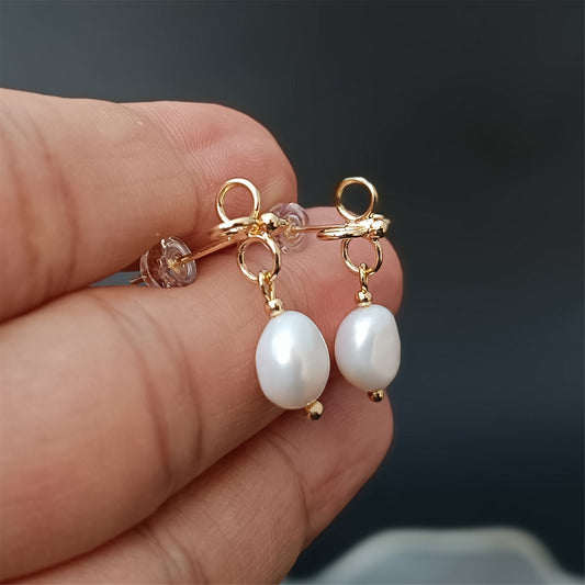 Natural Freshwater Baroque Pearl Earrings Daily Wear 14K GF Multi Circle Floral Ear Stud Dangle Earing