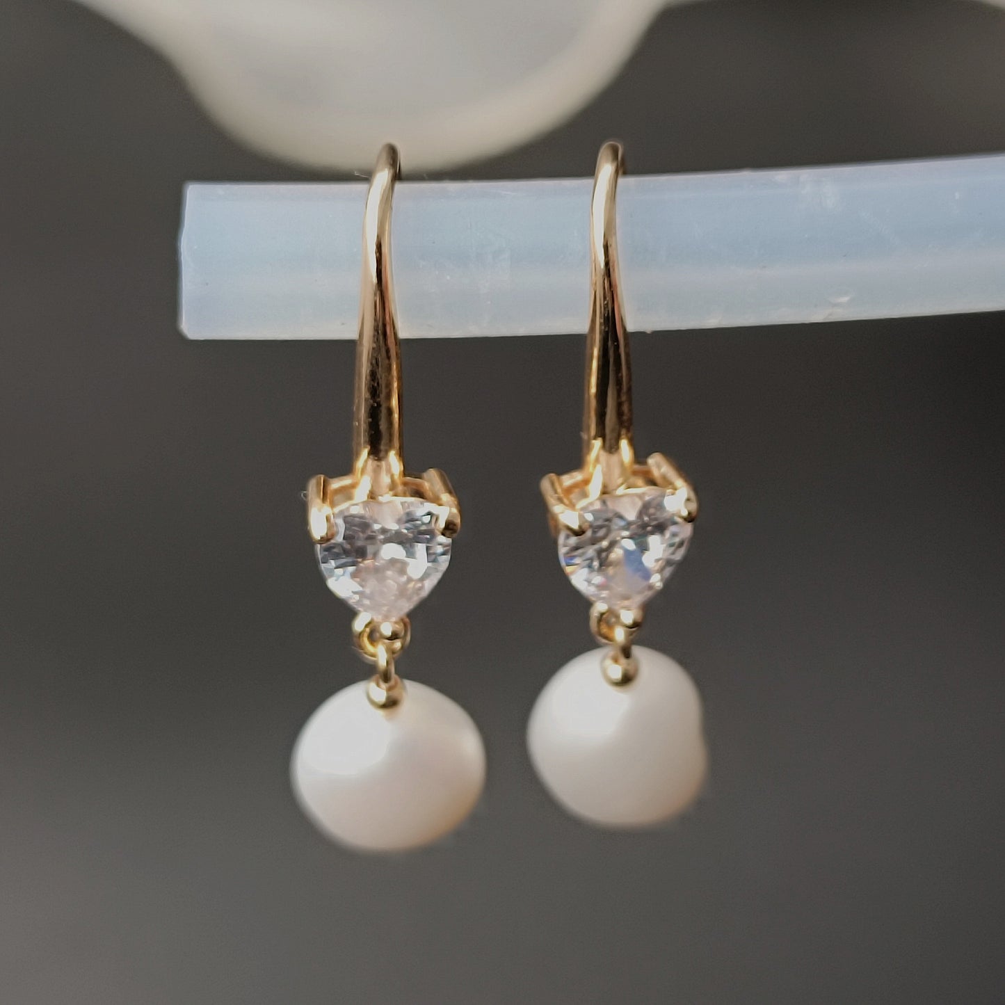 Boucles d'oreilles à crochet en perles baroques d'eau douce naturelles, usage quotidien, 14K GF cœur CZ, crochets d'oreille pendants