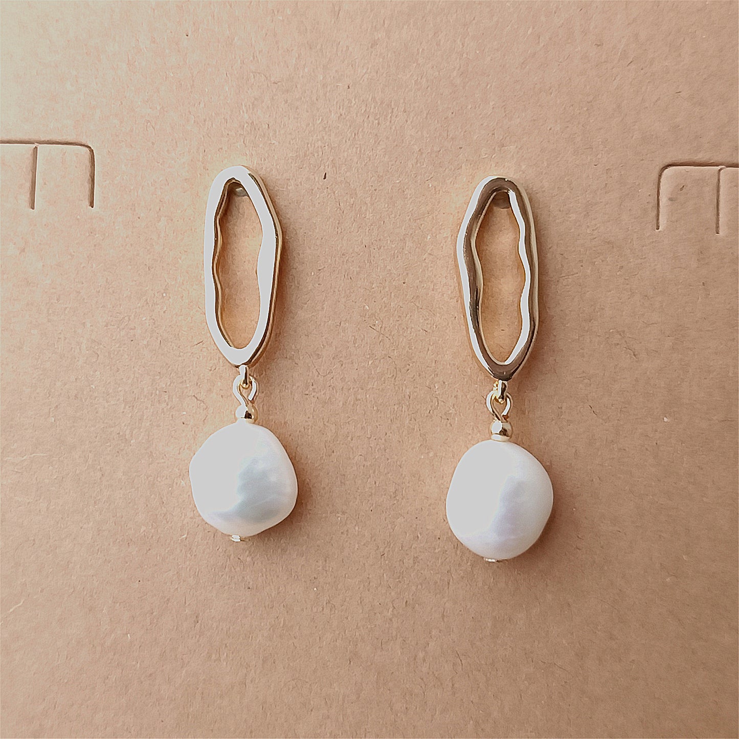 Boucles d'oreilles en perles baroques d'eau douce naturelles, usage quotidien, cercle ovale 14K GF, clou d'oreille pendant