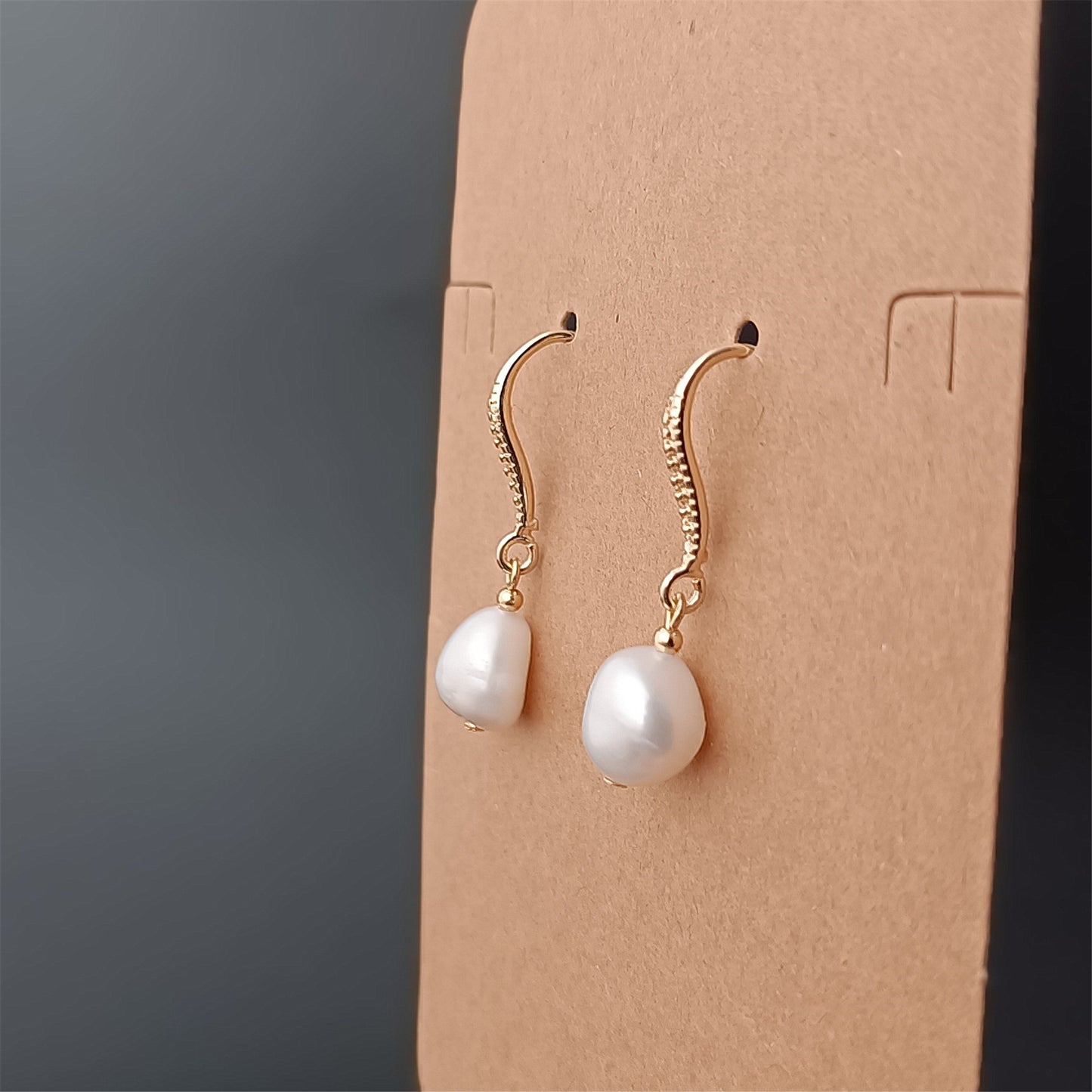 Boucles d'oreilles à crochet en perles baroques d'eau douce naturelles, usage quotidien, crochets d'oreille à pois 14K GF