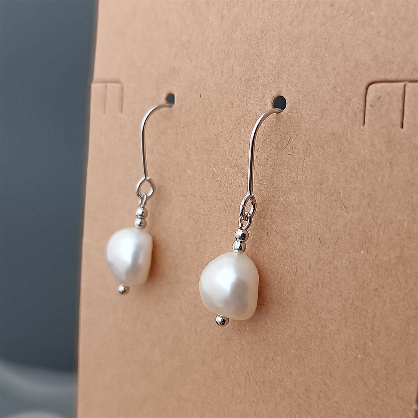 Natural Freshwater Baroque Pearl Hook Earrings Daily Wear 14K GF Plain Ear Hooks Dangle Earing