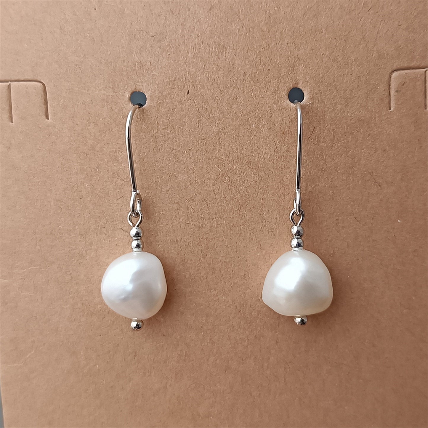 Natural Freshwater Baroque Pearl Hook Earrings Daily Wear 14K GF Plain Ear Hooks Dangle Earing