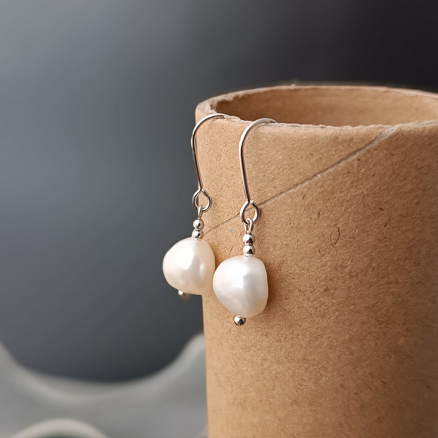 Natural Freshwater Baroque Pearl Hook Earrings Daily Wear 14K GF Plain Ear Hooks Dangle Earing