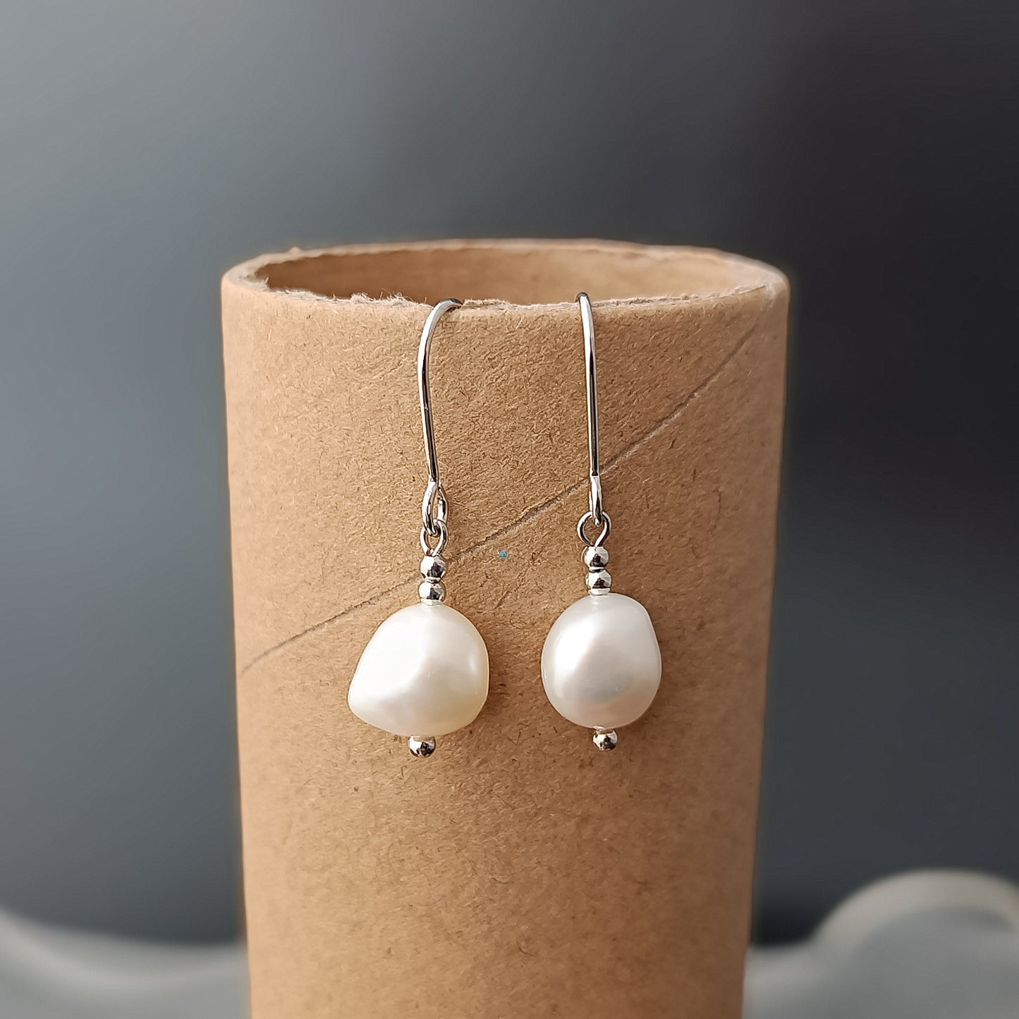 Natural Freshwater Baroque Pearl Hook Earrings Daily Wear 14K GF Plain Ear Hooks Dangle Earing