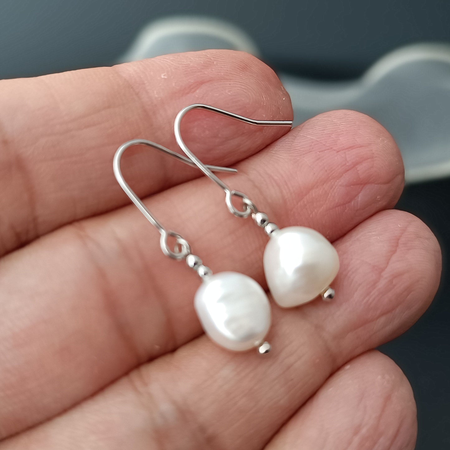 Natural Freshwater Baroque Pearl Hook Earrings Daily Wear 14K GF Plain Ear Hooks Dangle Earing