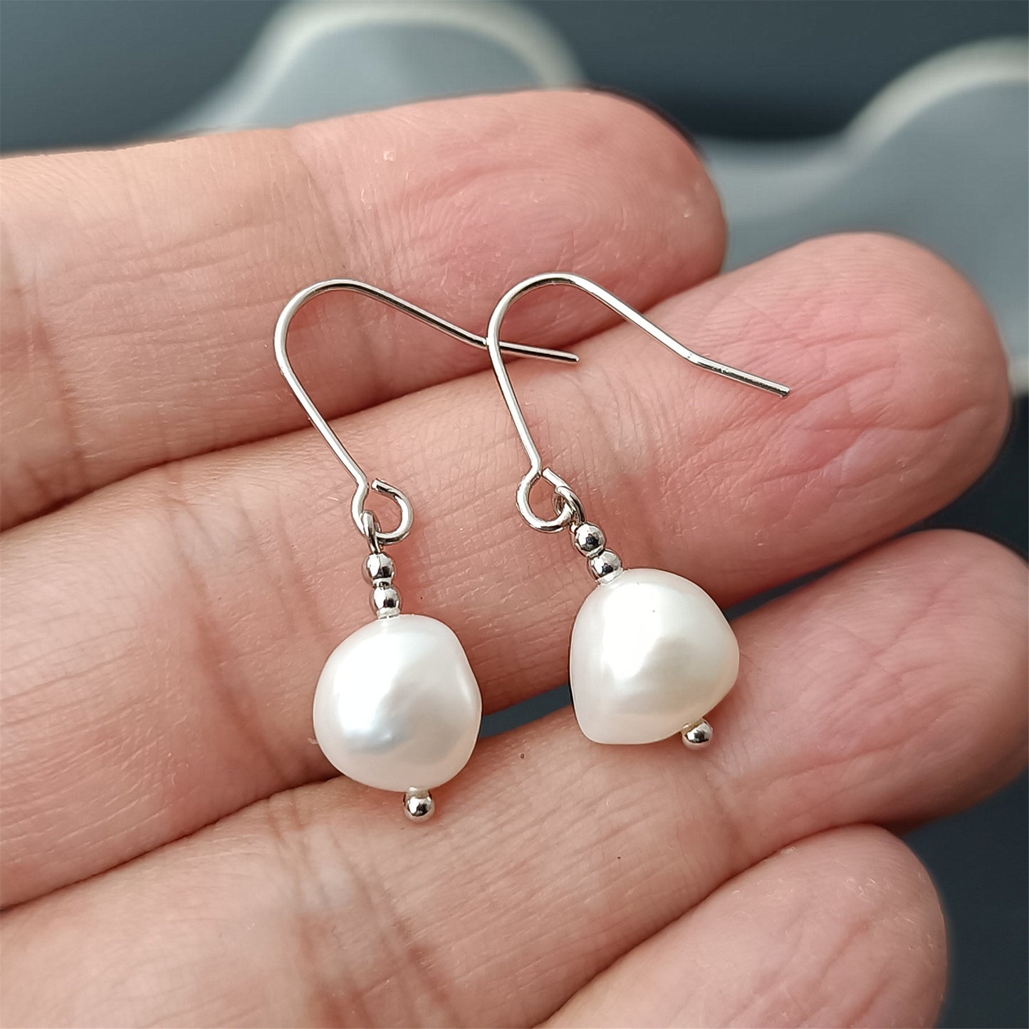 Natural Freshwater Baroque Pearl Hook Earrings Daily Wear 14K GF Plain Ear Hooks Dangle Earing