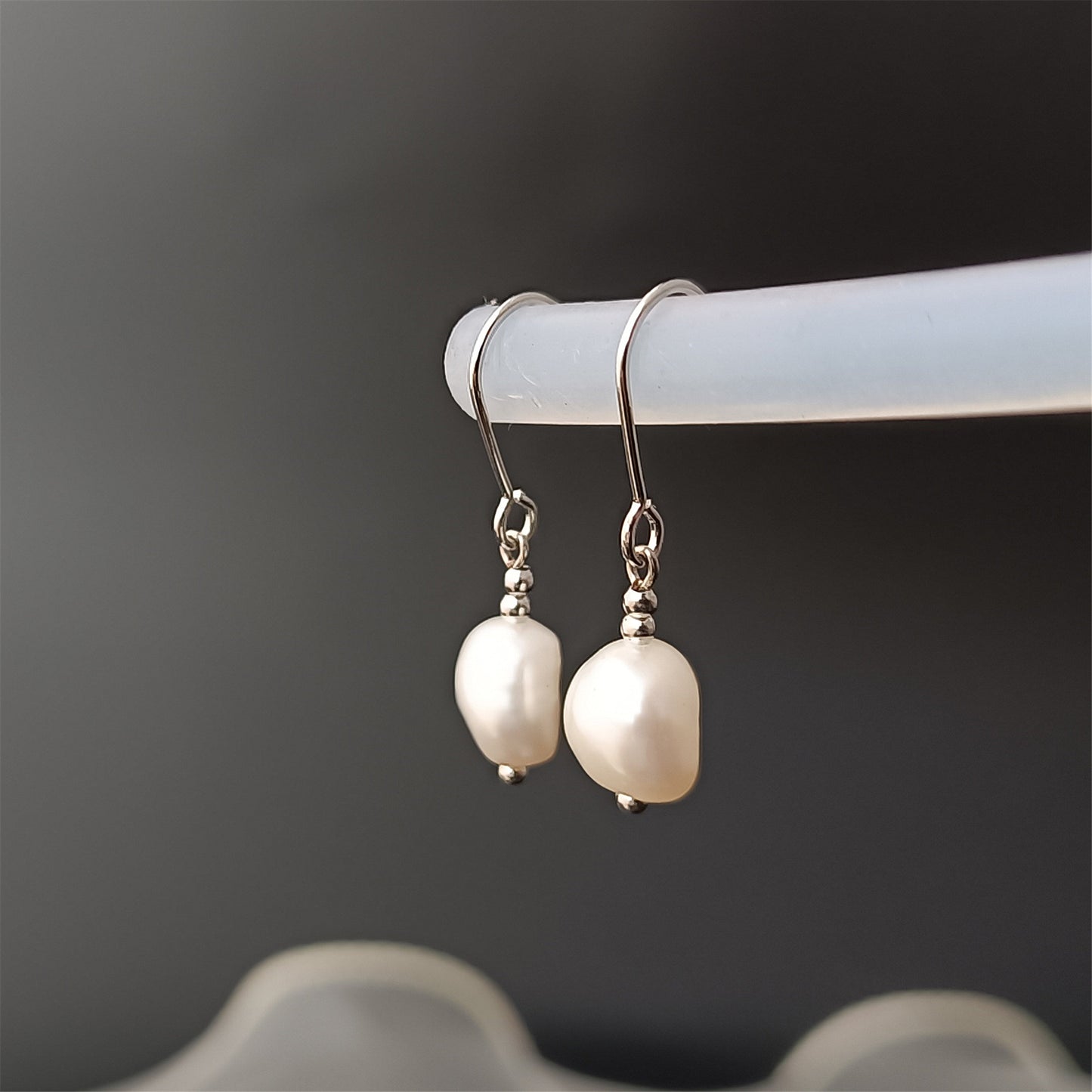 Natural Freshwater Baroque Pearl Hook Earrings Daily Wear 14K GF Plain Ear Hooks Dangle Earing