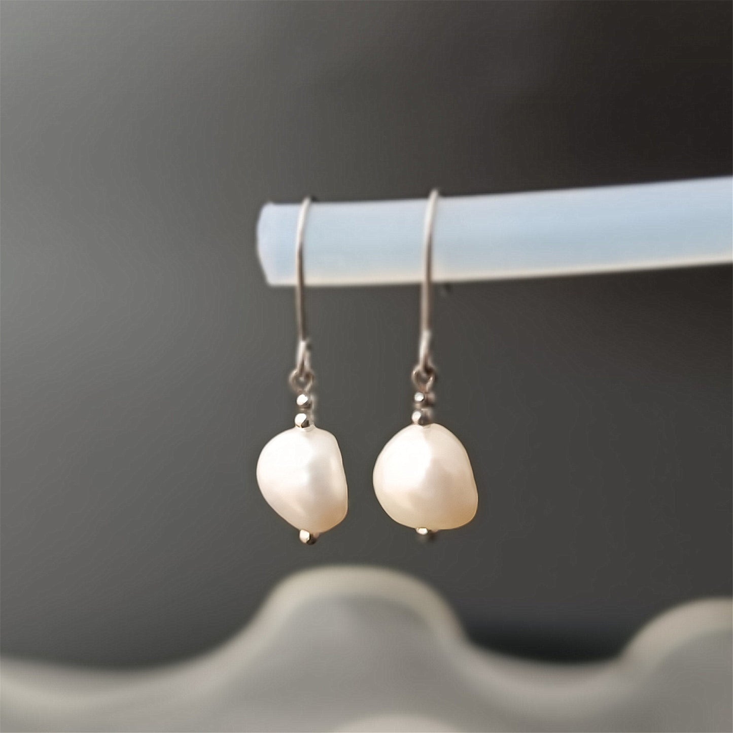 Natural Freshwater Baroque Pearl Hook Earrings Daily Wear 14K GF Plain Ear Hooks Dangle Earing