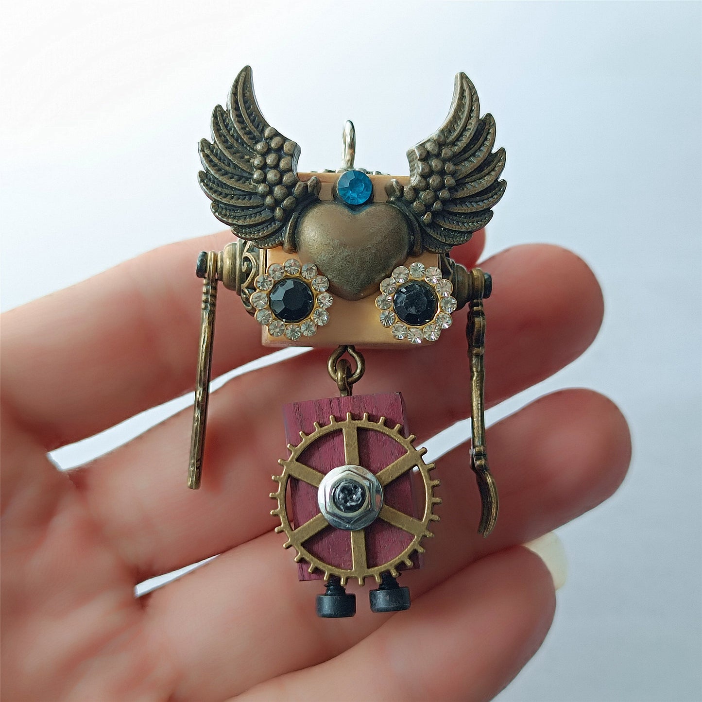 Steampunk bois Robot jouet décoration collège étudiant cadeau d'anniversaire dortoir bureau accessoires en bois drôle Geek chambre décor porte-clés pendentif 