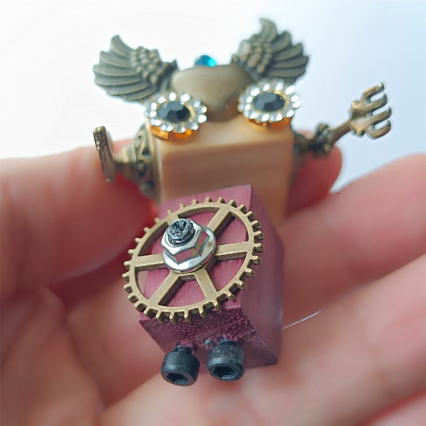 Steampunk bois Robot jouet décoration collège étudiant cadeau d'anniversaire dortoir bureau accessoires en bois drôle Geek chambre décor porte-clés pendentif 