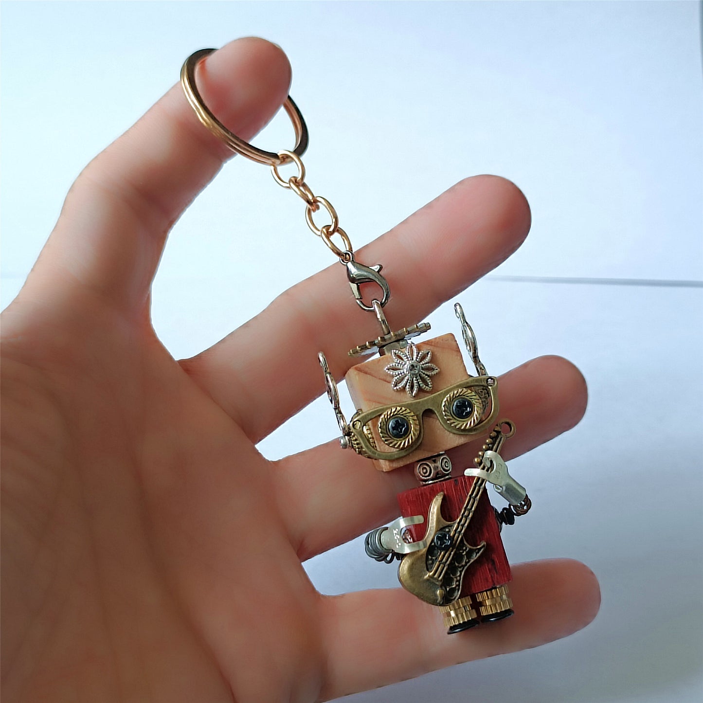 Steampunk bois Robot jouet décoration collège étudiant cadeau d'anniversaire dortoir bureau accessoires en bois drôle Geek chambre décor porte-clés pendentif