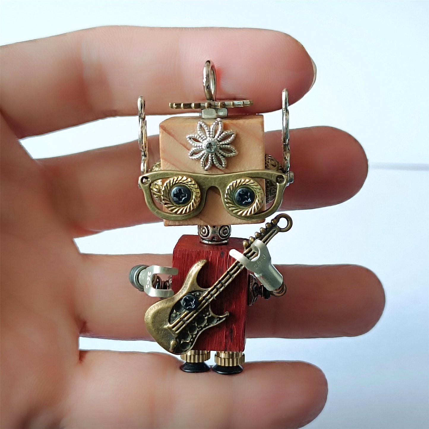 Steampunk bois Robot jouet décoration collège étudiant cadeau d'anniversaire dortoir bureau accessoires en bois drôle Geek chambre décor porte-clés pendentif