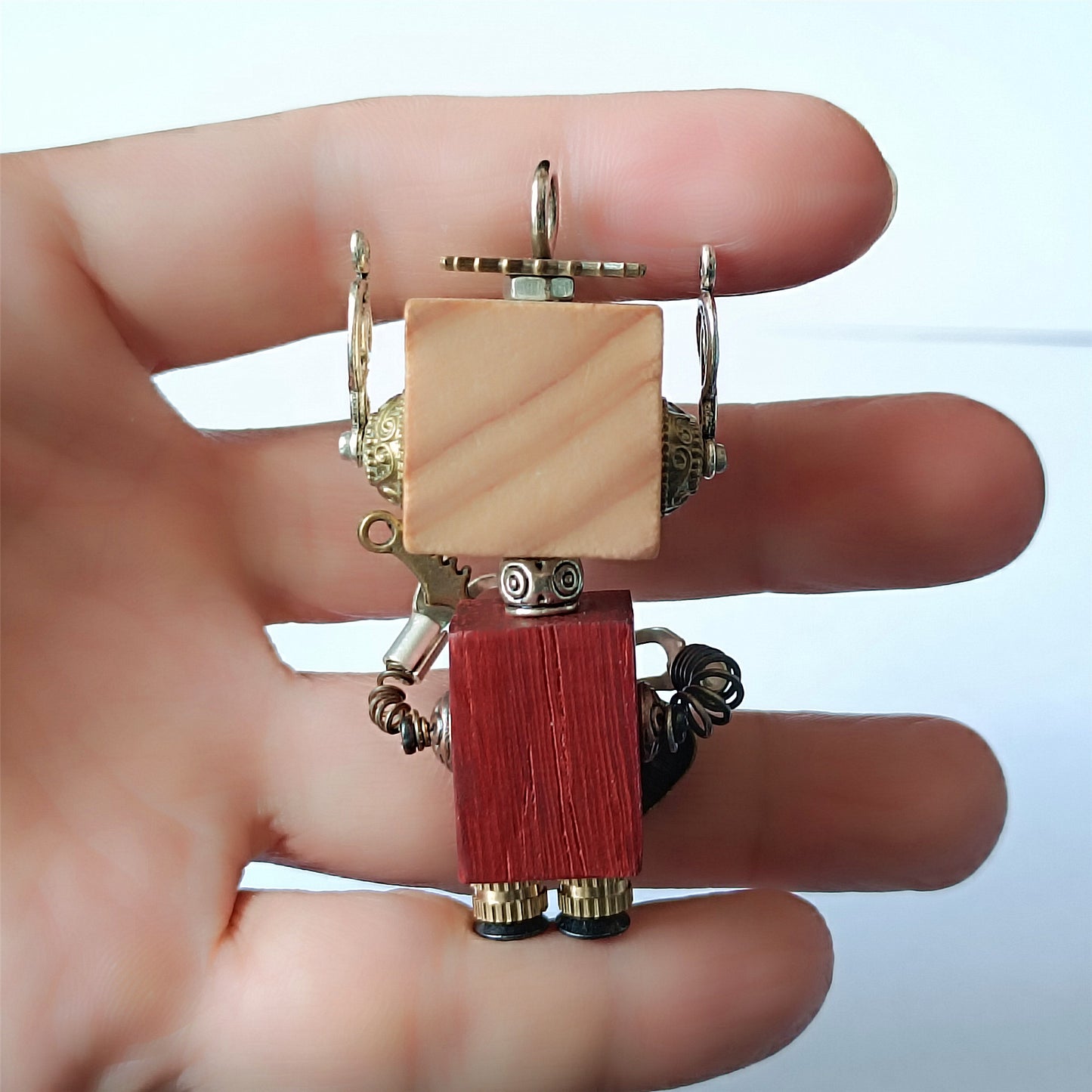 Steampunk bois Robot jouet décoration collège étudiant cadeau d'anniversaire dortoir bureau accessoires en bois drôle Geek chambre décor porte-clés pendentif