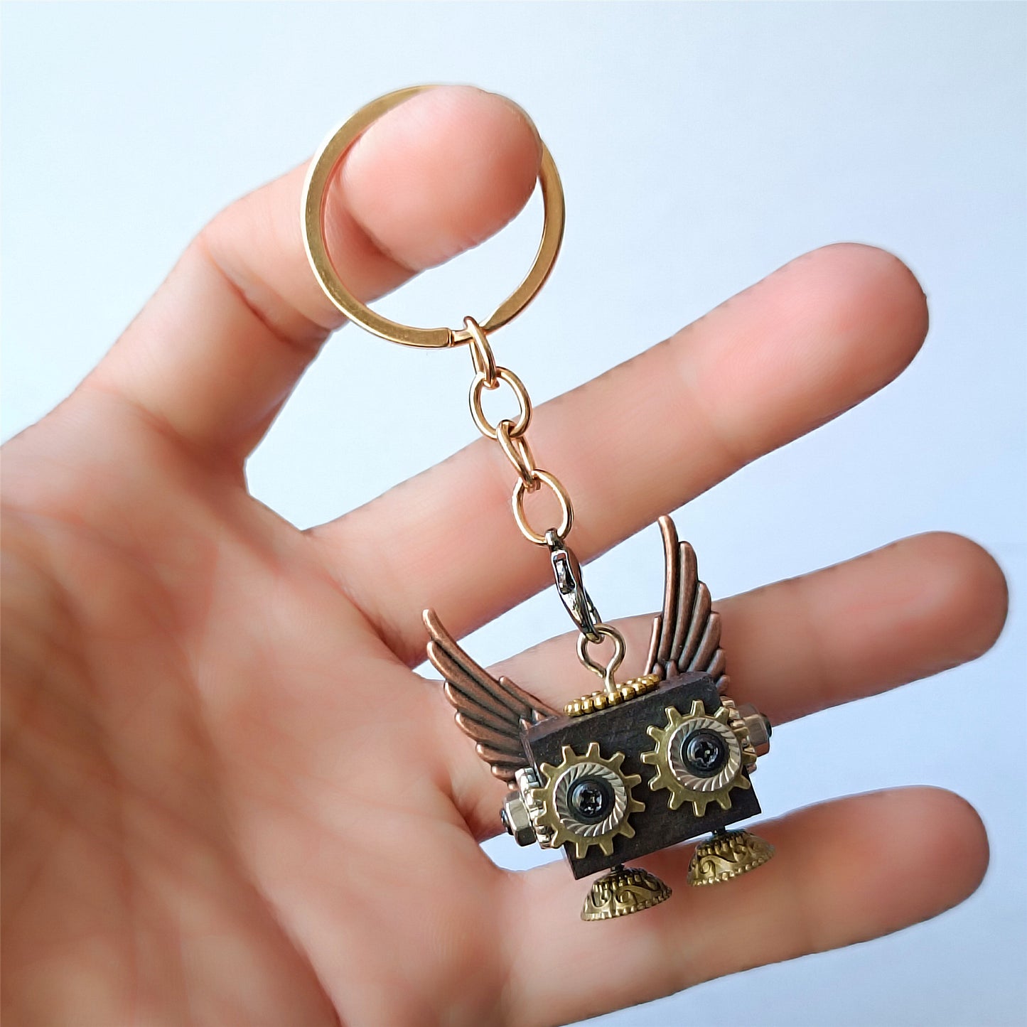 Steampunk bois Robot jouet décoration collège étudiant cadeau d'anniversaire dortoir bureau accessoires en bois drôle Geek chambre décor porte-clés pendentif 