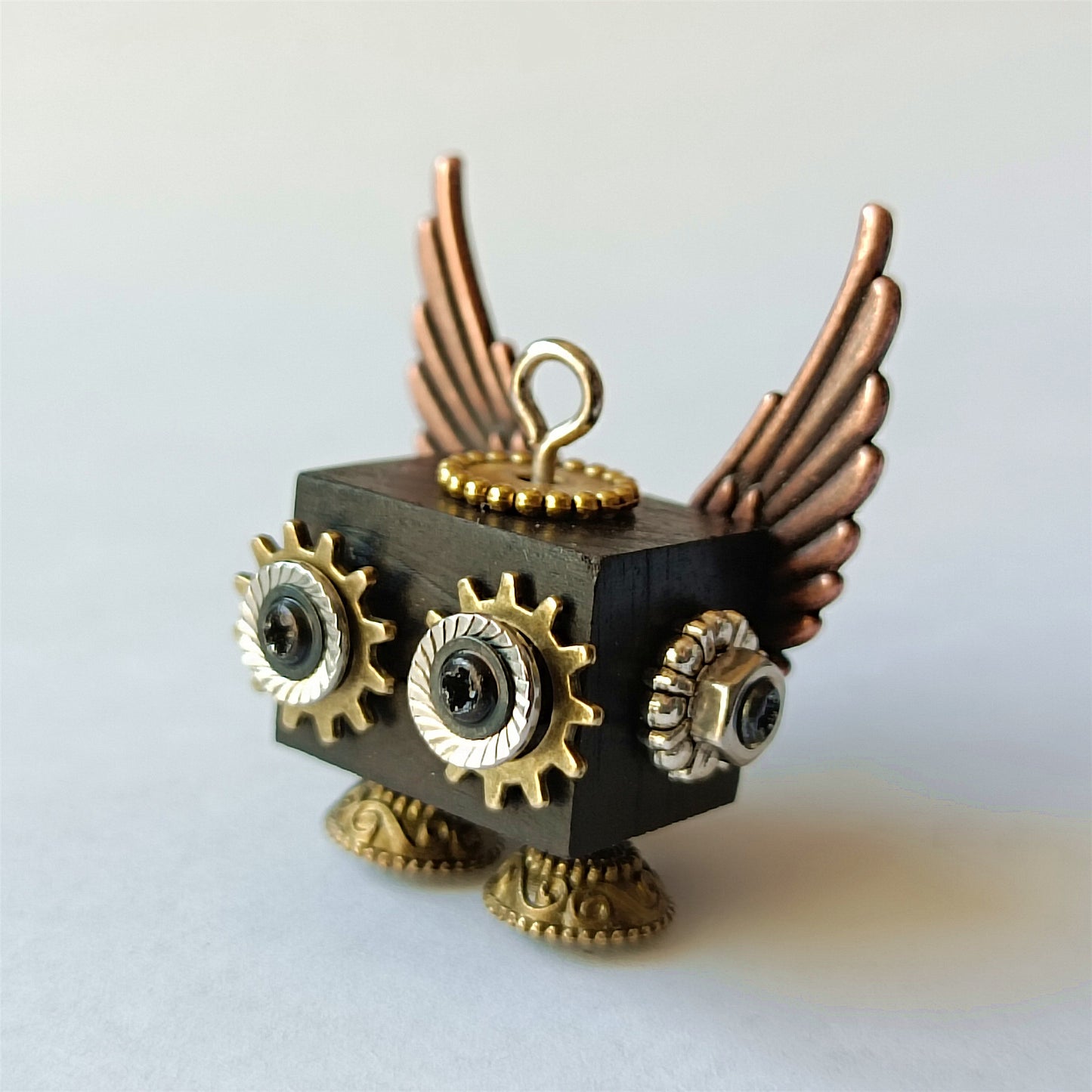 Steampunk bois Robot jouet décoration collège étudiant cadeau d'anniversaire dortoir bureau accessoires en bois drôle Geek chambre décor porte-clés pendentif 