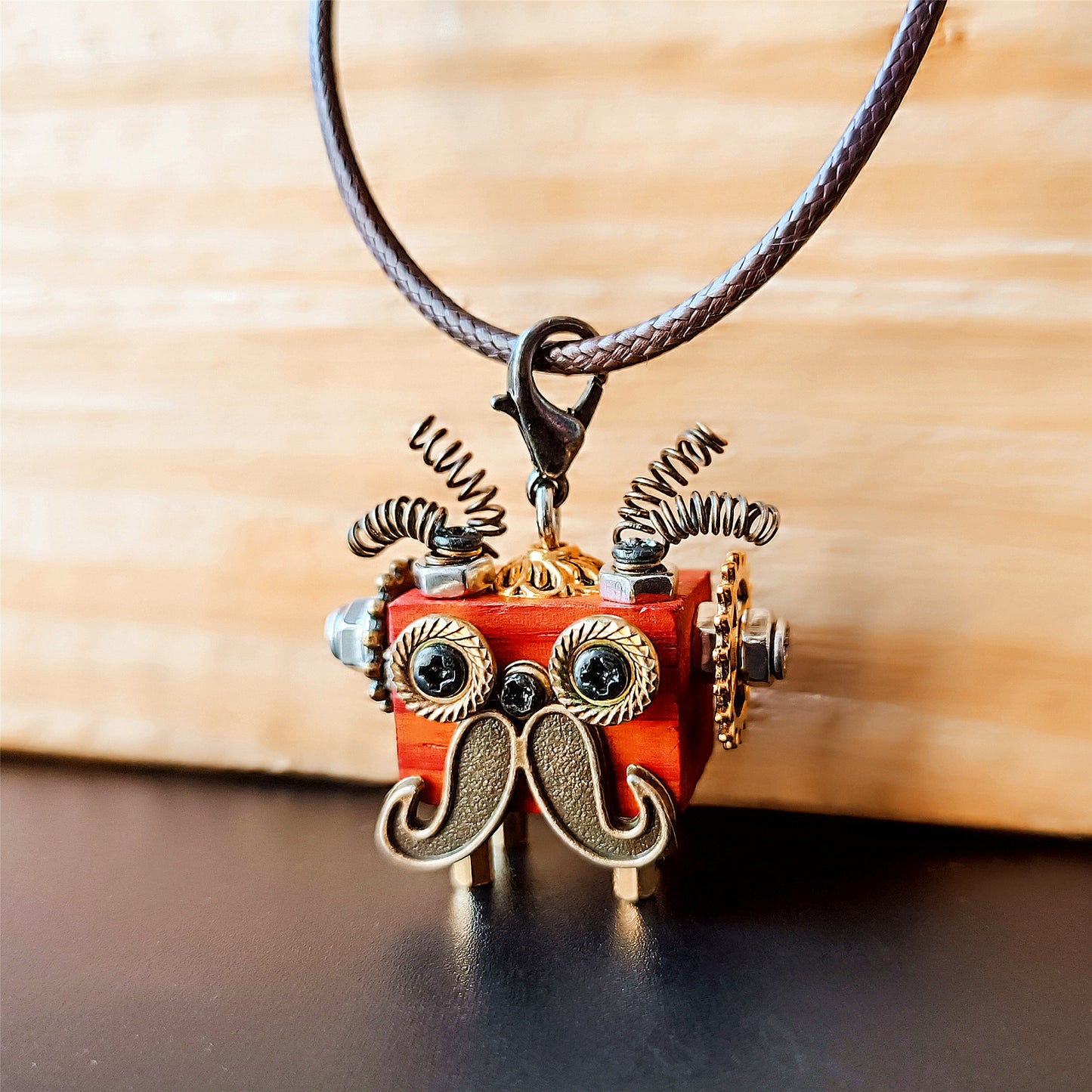 Steampunk bois Robot jouet décoration collège étudiant cadeau d'anniversaire dortoir bureau accessoires en bois drôle Geek chambre décor porte-clés pendentif 