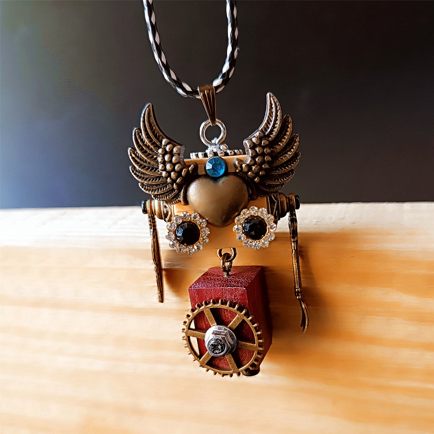 Steampunk bois Robot jouet décoration collège étudiant cadeau d'anniversaire dortoir bureau accessoires en bois drôle Geek chambre décor porte-clés pendentif 