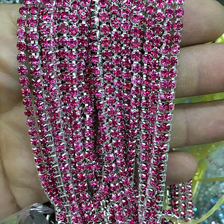 10yd bunte Strass-Cup-Kette, Silberbesatz, Metall-Cup-Kette, Schmuck, hochwertiger Hochzeitsschleier, 2 mm, 2,5 mm, 2,8 mm, 3 mm