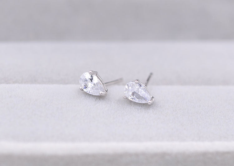 Sterling Silver Rhinestone Embellished Triangle Cherry Floral Waterdrop Wave Crown Stud Earrings S925 Finding