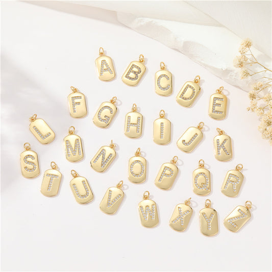 2 pendentif à breloque initiale Alphabet AZ orné de strass 14K GF