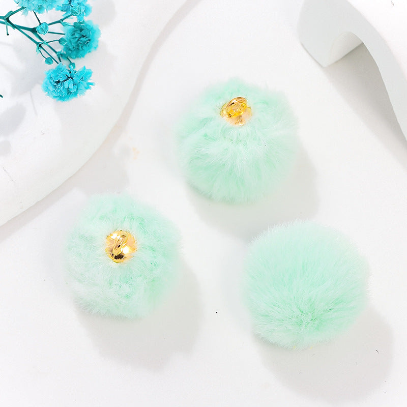 100 Fluffy Rabbit Fur Ball Charms Pom Pom Earring Drop with Loop Handbag Multicolor for Customize Puff Ball Keychains 20mm