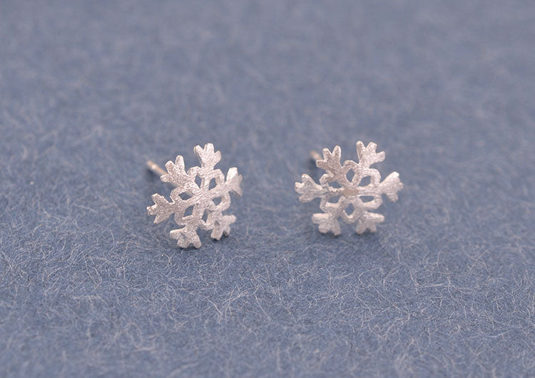 Sterling Silver Matte Snowflake Square Cuboid Mustache Arc Stud Earrings S925 Finding