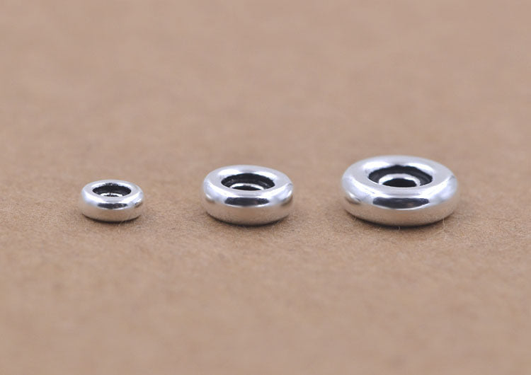 Sterling Silver Plain Flat Cylinder Bead Spacer S925 Finding